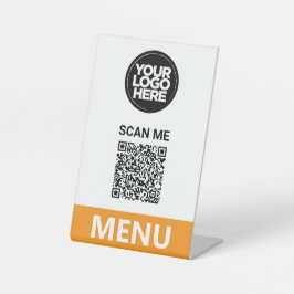 Orange Qr Code Menu | Logo Contactless Modern Sockelschild