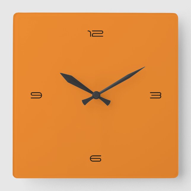 Orange  quadratische wanduhr (Vorderseite)