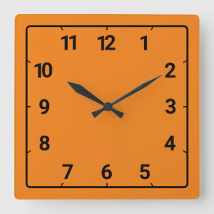 Orange Quadratische Wanduhr
