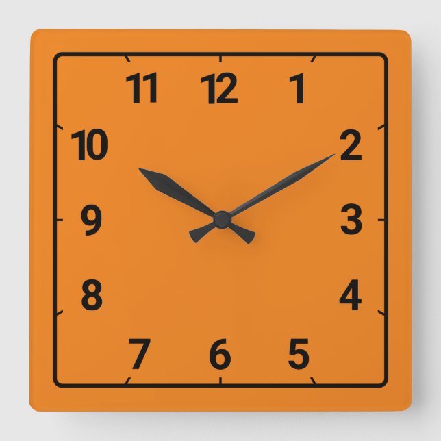 Orange Quadratische Wanduhr (Vorderseite)