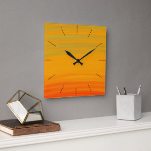 Orange Quadratische Wanduhr