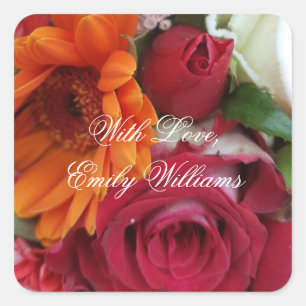 Orange Quadratischer Aufkleber