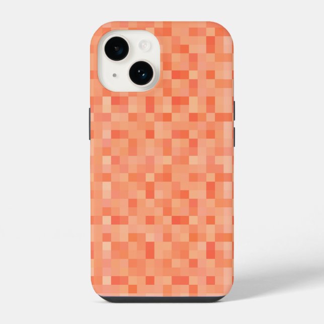 Orange Quadratpixel  iPhone Hülle (Rückseite)