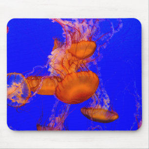 Orange Quallen-Mauspad Blaue Ozean-Schreibtisch- Mousepad