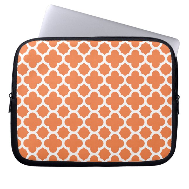 Orange Quatrefoil Gitter-Muster Laptopschutzhülle (Vorderseite)