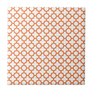 Orange Quatrefoil Muster Fliese