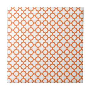 Orange Quatrefoil Muster Fliese