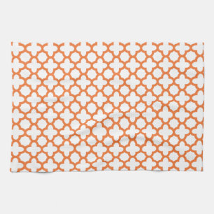 Orange Quatrefoil Muster Geschirrtuch
