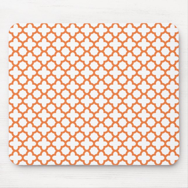 Orange Quatrefoil Muster Mousepad (Vorne)