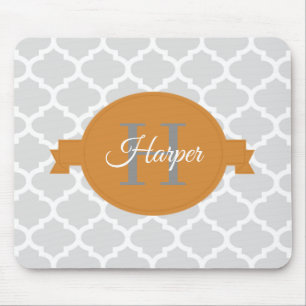 Orange Quatrefoil Personalisiert Mouse Pad Mousepad