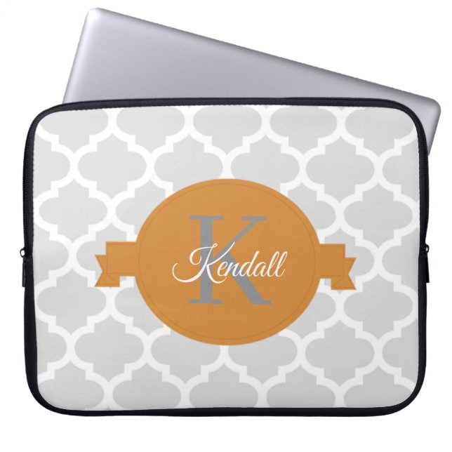 Orange Quatrefolie Personalisiert Laptopschutzhülle (Vorderseite)