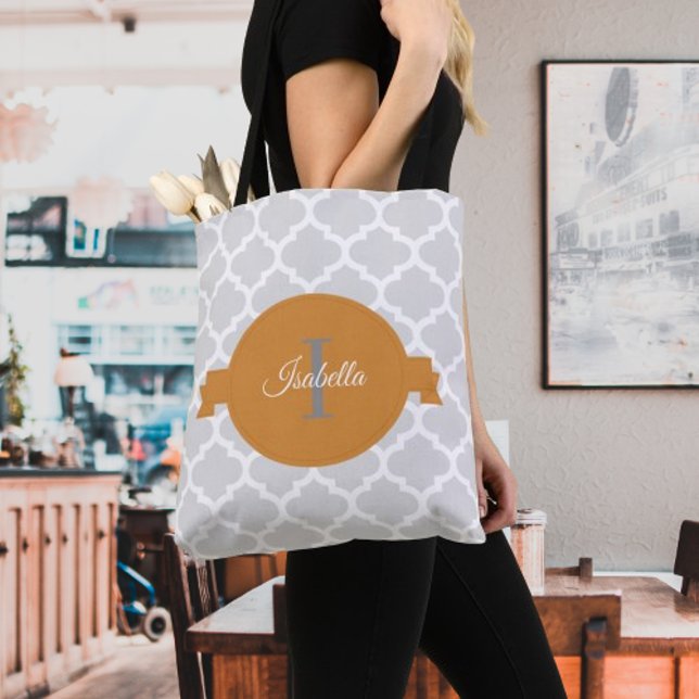 Orange Quatrefolie Personalisiert Totbeutel (Orange Quatrefoil Personalized Tote Bag)