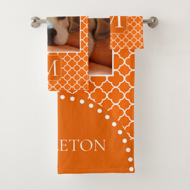 Orange Quatrefolien-Foto-Design Badhandtuch Set (Insitu)