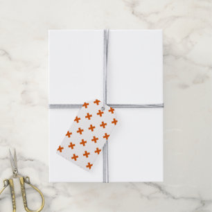 Orange Querstiche auf Weiß Geschenkanhänger