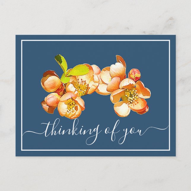 Orange Quince Blue Hintergrund Denken Sie an Sie Postkarte (Vorderseite)