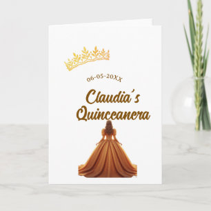 Orange Quinceanera Prinzessinnenkrone Geburtstagsn Karte