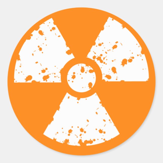Orange Radioactive Symbol Runder Aufkleber (Vorderseite)