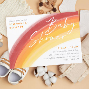 Orange Rainbow Baby Shower Einladung