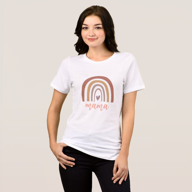 Orange Rainbow heart Mama T - Shirt (Vorderseite voll)