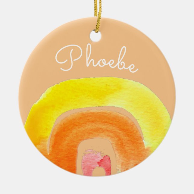 Orange Rainbow Liebe Keramik Ornament (Vorne)