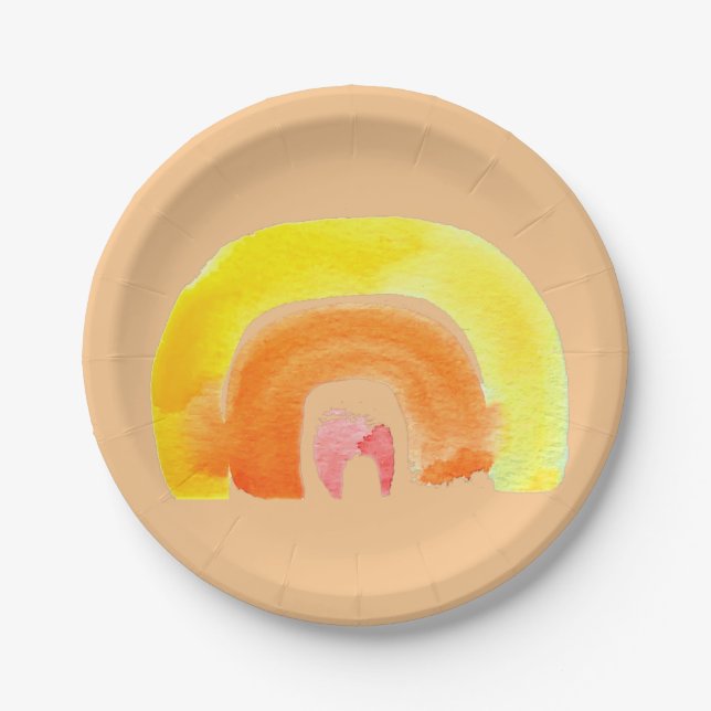 Orange Rainbow Liebe Pappteller (Vorderseite)
