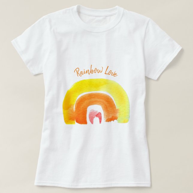Orange Rainbow Liebe T-Shirt (Design vorne)