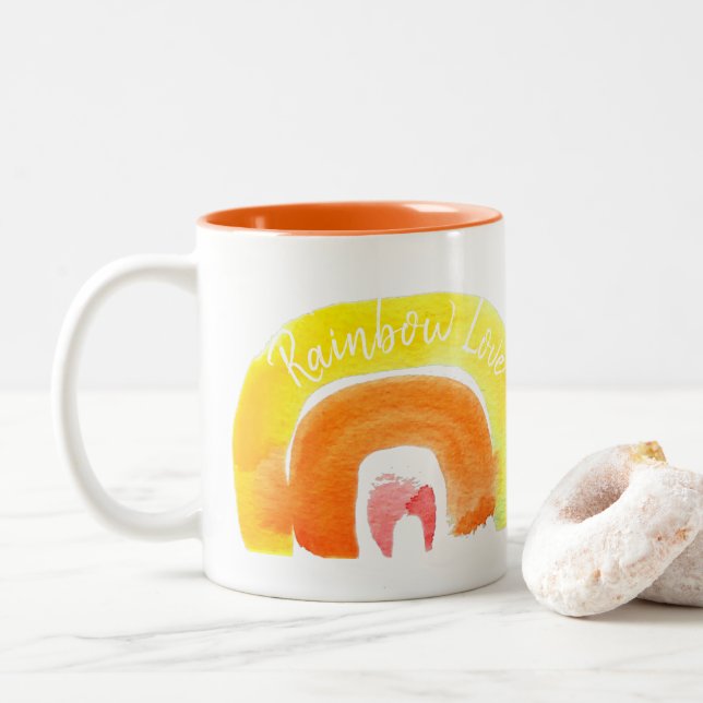 Orange Rainbow Liebe Zweifarbige Tasse (Mit Donut)