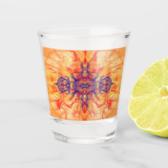 ORANGE RAUCHE - Fraktal Art - Shootglas Schnapsglas (Vorderseite)