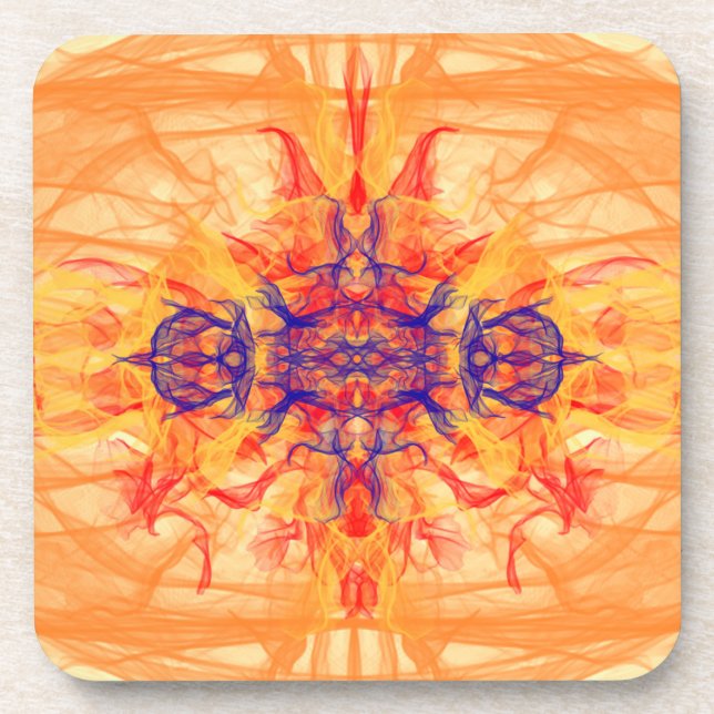 ORANGE RAUCHER - Fraktal Art - Getränkeküste Getränkeuntersetzer (Vorderseite)