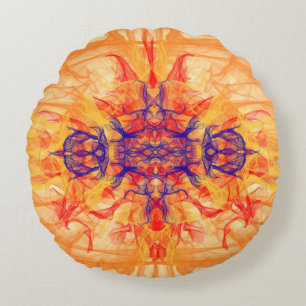 ORANGE RAUCHER - Fraktal Art - Rundkissen Rundes Kissen