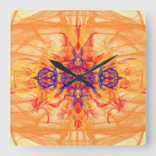 ORANGE RAUCHER - Fraktal Art - Square Wall Clock Quadratische Wanduhr