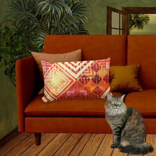Orange Red Abstract Geometric Pattern Pillow Lendenkissen