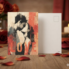Orange Red Abstract Romantic Love Valentine's  Feiertagspostkarte