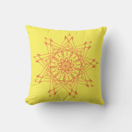 Orange Red and Yellow Sharp Mandala Throw Kissen