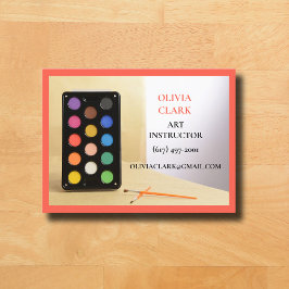 Orange Red Art Teacher Tutor Erzieherische Kunst-K Visitenkarte