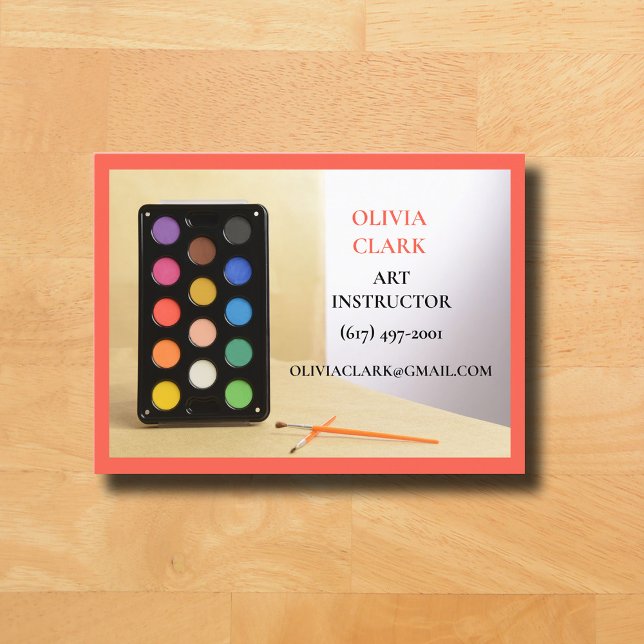 Orange Red Art Teacher Tutor Erzieherische Kunst-K Visitenkarte (Art Teacher Business Card Red Orange)