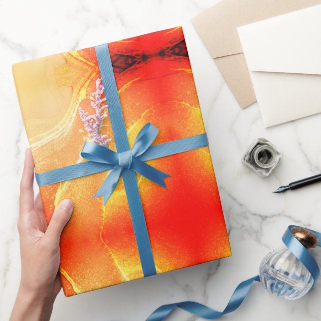 Orange Red Beige Yellow Yellow Abstrakt Geschenkpapier (Schenken)