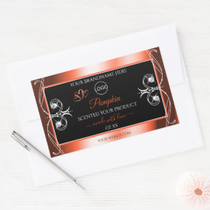 Orange Red Black Product Labels Ornaments Add Logo Rechteckiger Aufkleber