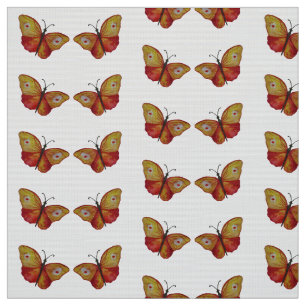 Orange Red Butterfells Watercolor Art Fabric Stoff