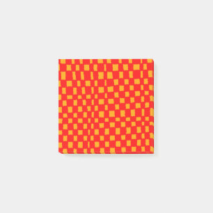 Orange Red Checkerboard Vibraned Checkered Pattern Post-it Klebezettel