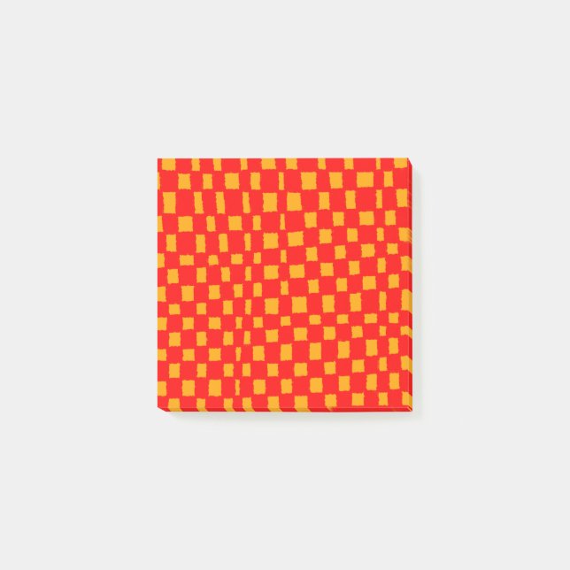 Orange Red Checkerboard Vibraned Checkered Pattern Post-it Klebezettel (Vorderseite)