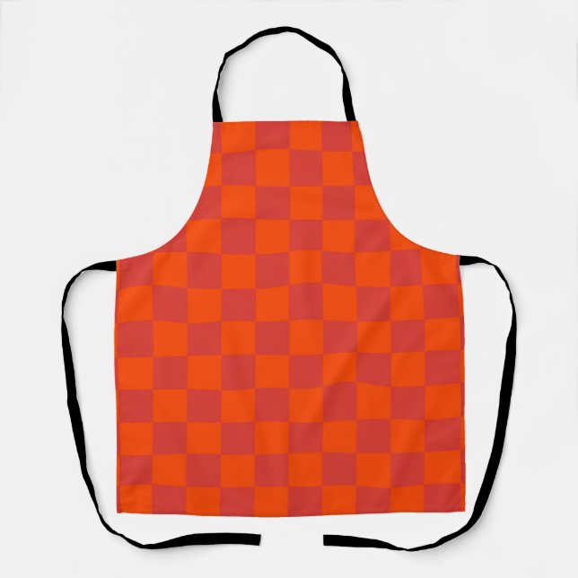 Orange Red Checkered Gingham Pattern Schürze (Vorderseite)