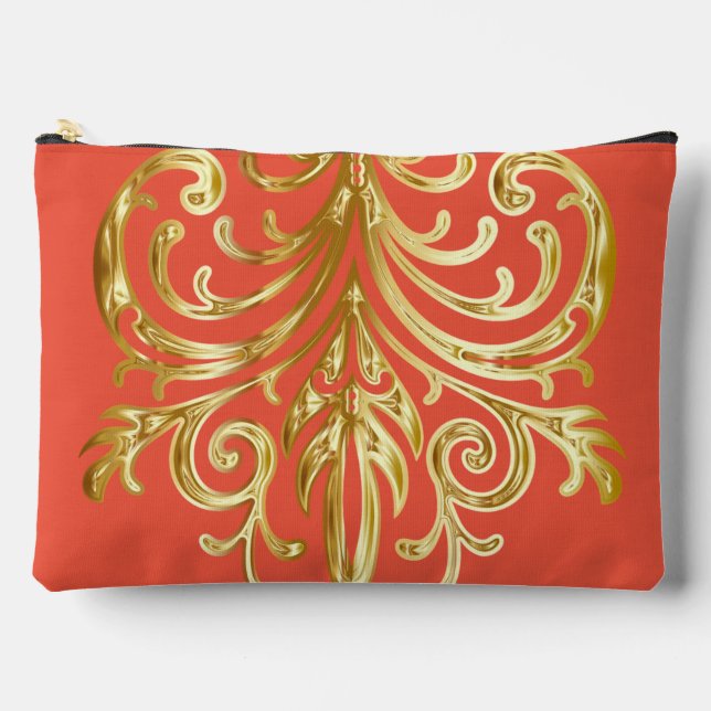 Orange Red, Christmas Gifts Authority® Large Zubehörtasche (Vorderseite)