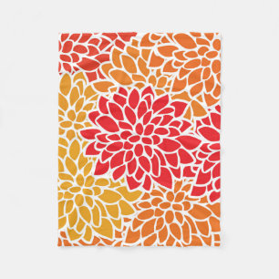 Orange Red Colorful Vintag 60er Blume Fleecedecke
