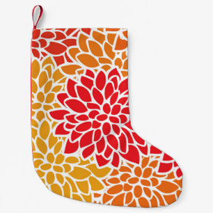 Orange Red Colorful Vintag 60er Blume Kleiner Weihnachtsstrumpf