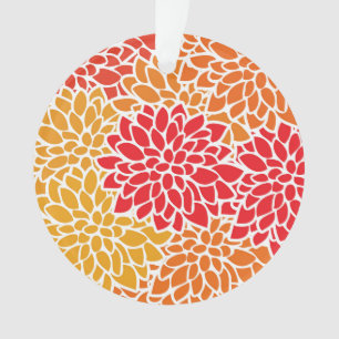 Orange Red Colorful Vintag 60er Blume Ornament