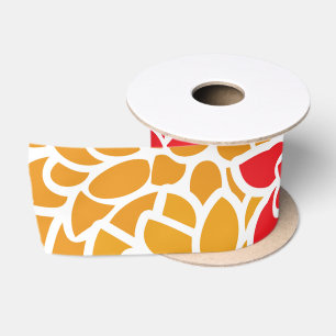 Orange Red Colorful Vintag 60er Blume Satinband