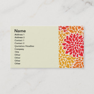 Orange Red Colorful Vintag 60er Blume Visitenkarte