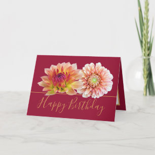 Orange Red Dahlias Hübsch Floral Bouquet Birthday Karte