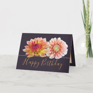Orange Red Dahlias Hübsch Floral Bouquet Birthday Karte